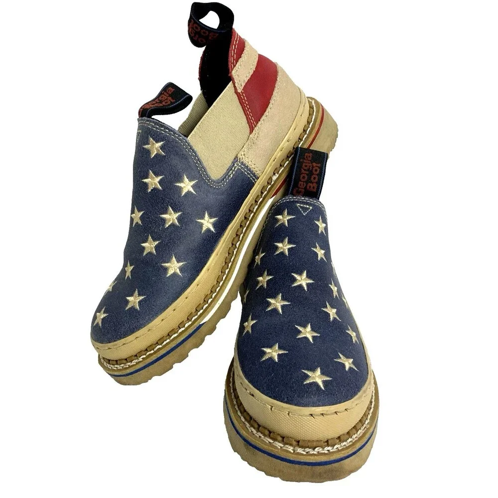Georgia Giant Romeo Womens 8 Americana Red White Blue Slip Resistant - Picture 1 of 13